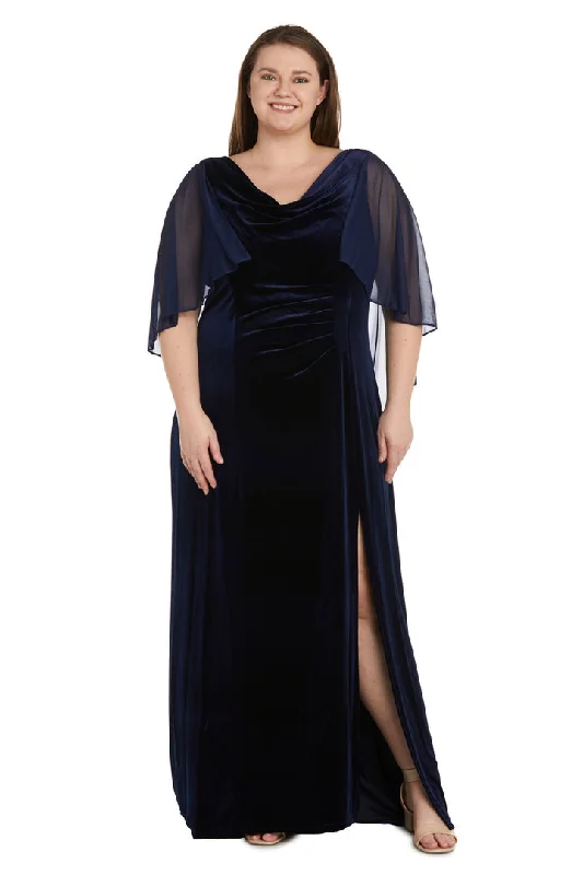 women's glam dressesR&M Richards 9111W Plus Size Long Formal Velvet Gown