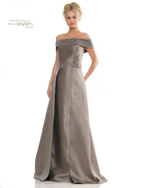 women's wrinkle-resistant dressesRina di Montella RD2979 Overskirt A Line Long Formal Gown