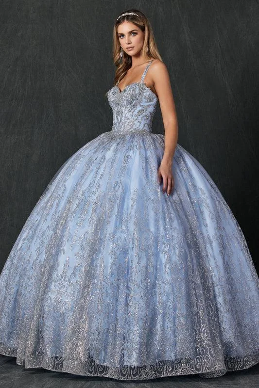 women's cotton dressesLong Quinceanera Glitter Mesh Ball Gown