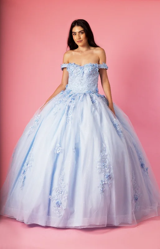 women's maternity dressesDylan & Davids Long Ball Gown Quinceanera Floral Dress Baby Blue