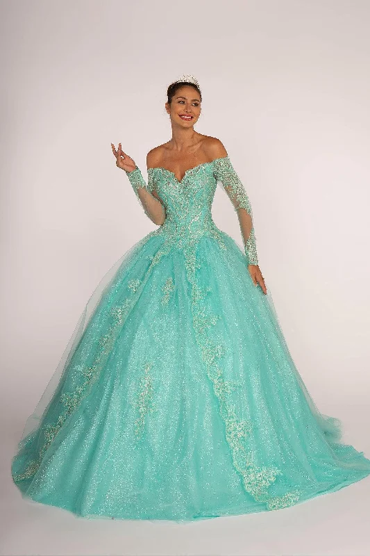 women's wedding guest dressesLong Sleeve Quinceanera Sweet 16 Ball Gown