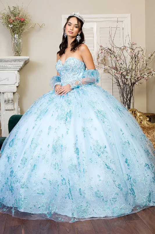 women's boho dressesLong Quinceanera Dress Glitter Mesh Ball Gown