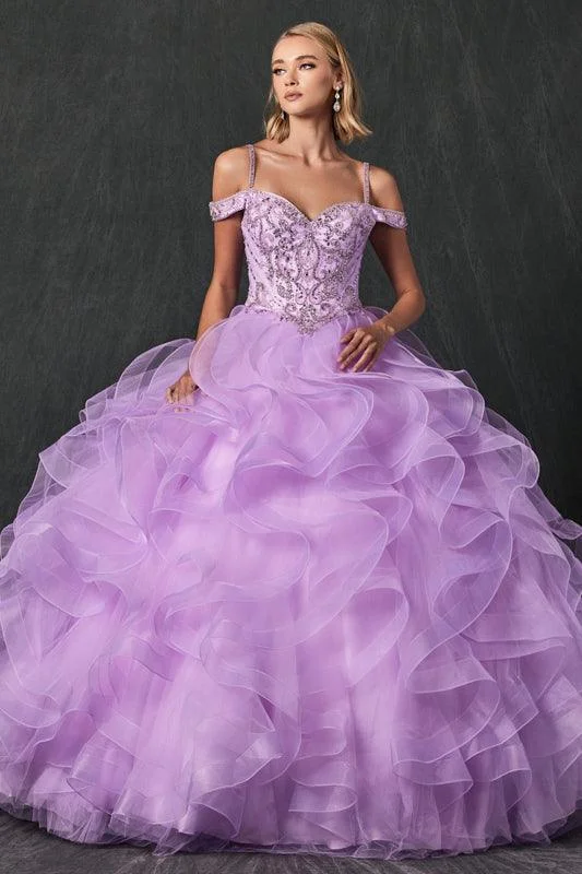 women's cold-shoulder dressesLong Ball Gown Off Shoulder Quinceanera Dress