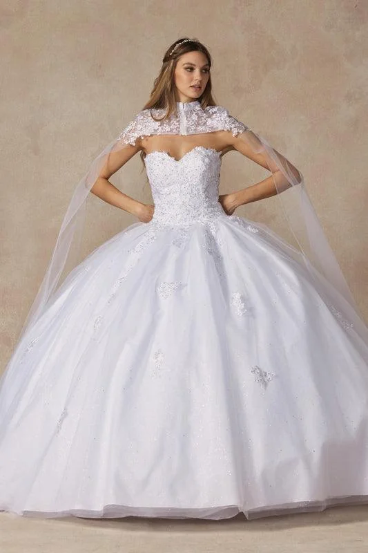 women's wrap dressesLong Ball Gown Strapless Quinceanera Cape Dress