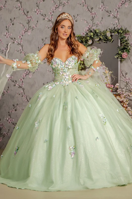 women's prom dressesLong Quinceanera Dress 3D Flower Ball Gown