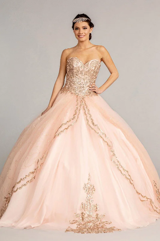 women's one-shoulder dressesLong Quinceanera Dress Strapless Glitter Ball Gown