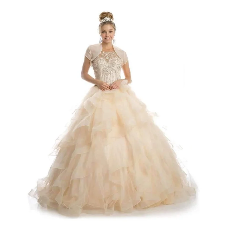 women's off-the-shoulder dressesLong Quinceanera Ruffled Ball Gown