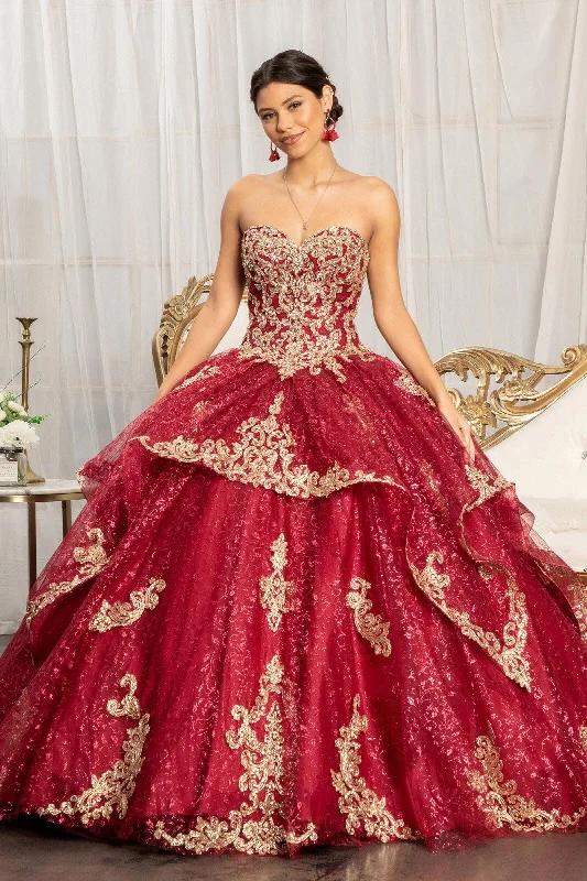 women's chiffon dressesLong Strapless Ball Gown Glitter Quinceanera Dress