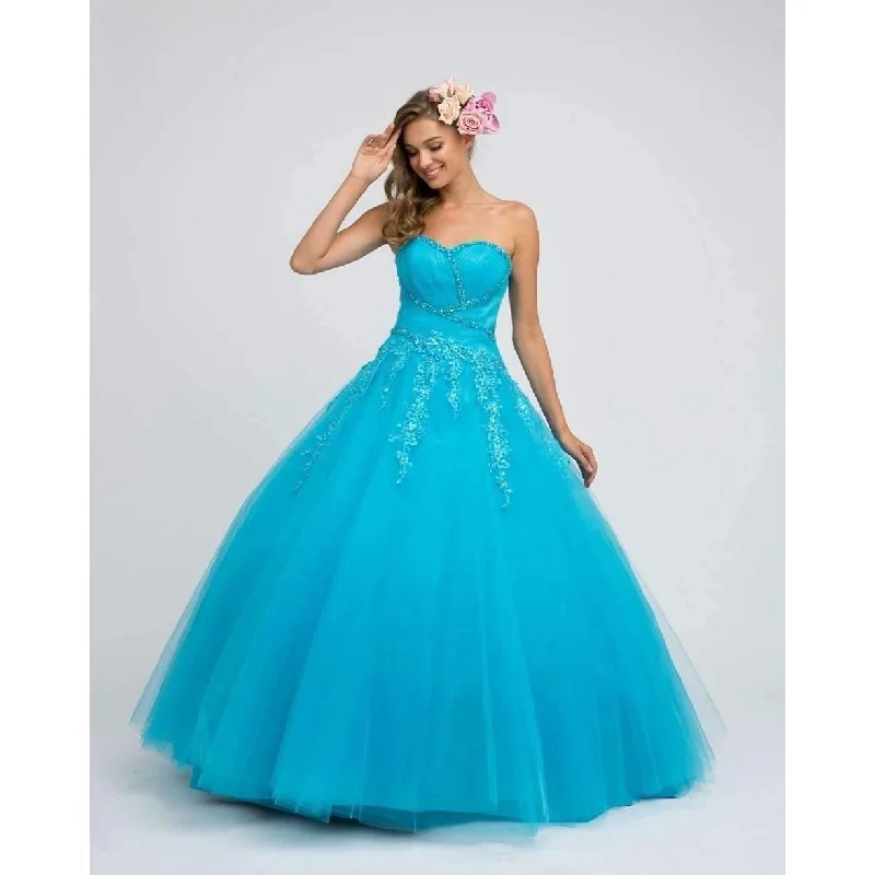 women's lace-up dressesLong Strapless Quinceanera Dress Ball Gown