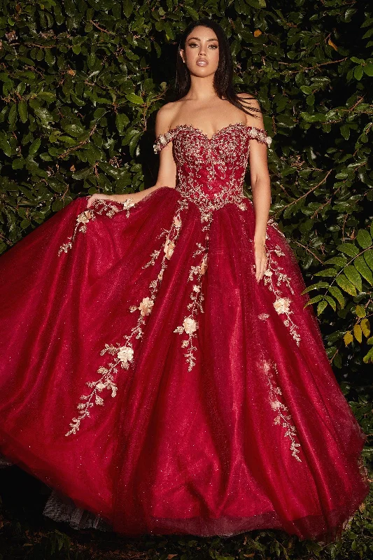 women's unique dressesCinderella Divine CD0185 Embellished Long Quinceanera  Gown