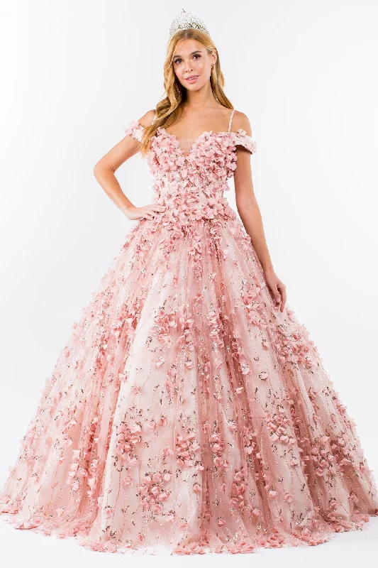 women's versatile dressesQuinceanera Long Floral Off-Shoulder Gown