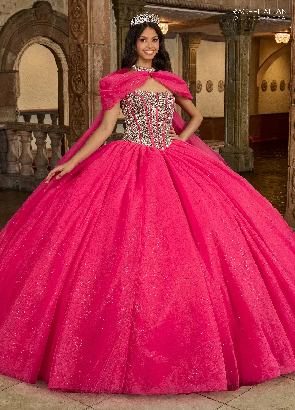 women's long-sleeved dressesRachel Allan RQ1130 Long Beaded Quinceanera Ball Gown