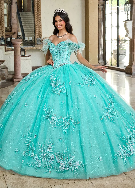 women's apple-shaped body dressesRachel Allan RQ2186 Long Quinceanera Feather Ball Gown