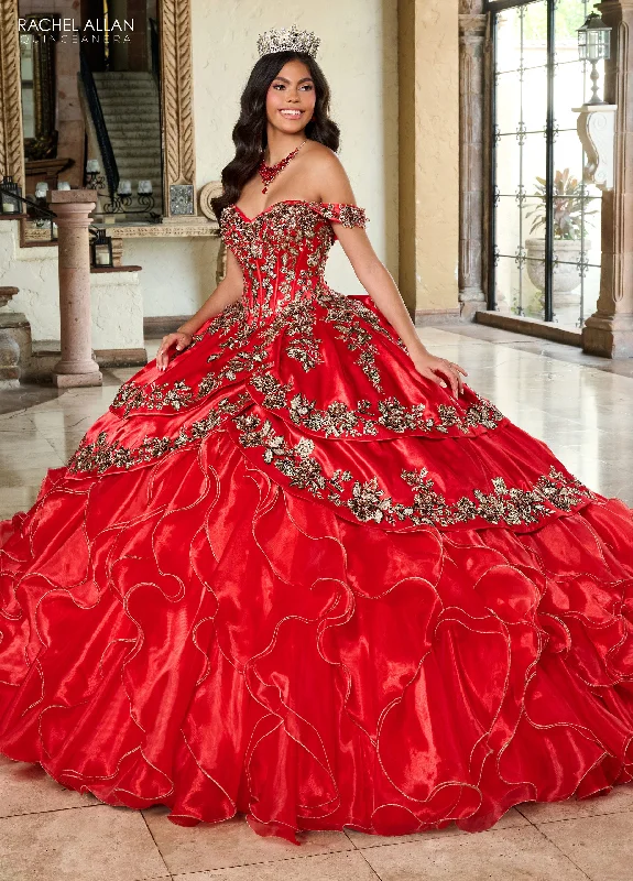 women's ethical fashion dressesRachel Allan RQ5001 Long Quinceanera Ruffle Ball Gown