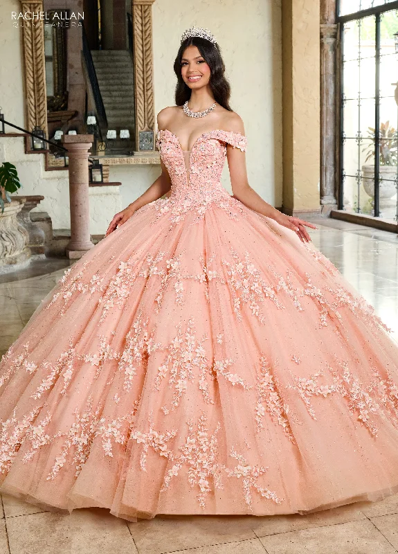 women's lace-up dressesRachel Allan RQ1134 Long Quinceanera 3D Flowers Ball Gown