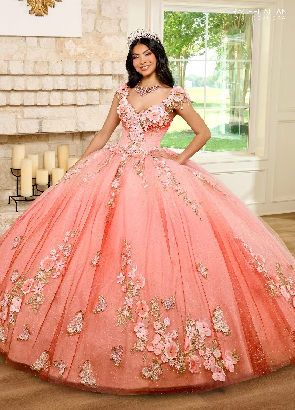 women's everyday dressesRachel Allan RQ3125 Ombre Quinceanera Floral Applique Ball Gown