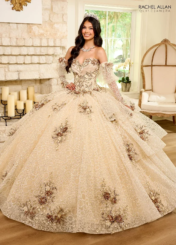 women's club dressesRachel Allan RQ2191 Quinceanera Detachable Sleeve Long Ball Gown