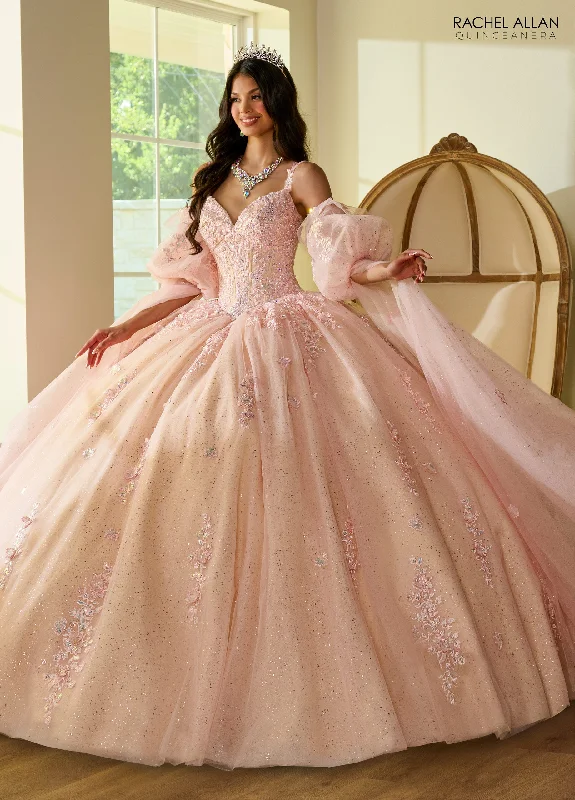 women's ruffle dressesRachel Allan RQ1133 Quinceanera Long Glitter Ball Gown