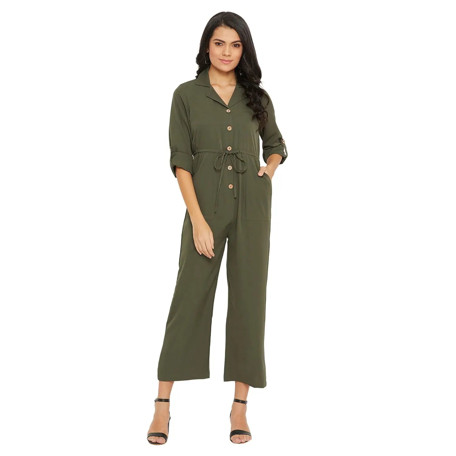 women's jumpsuits for dancingWomen Solid Standard Olive Jumpsuits & Sets