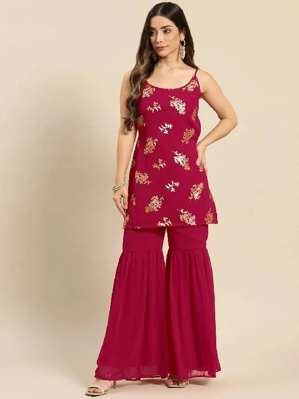 women's jumpsuits with floral printsWomen Solid Standard Magenta Jumpsuits & Sets