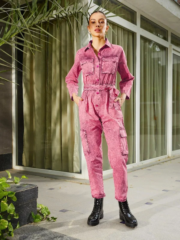 women's jumpsuits for travelWomen Solid Standard Pink Jumpsuits & Sets