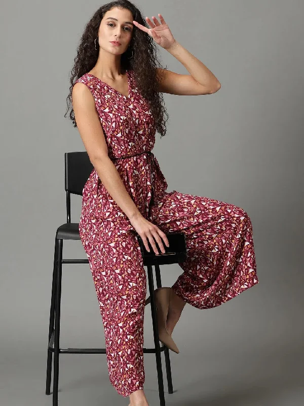 women's jumpsuits for bohemian chicWomen's Mauve Printed Jumpsuit-AE-15813-Mauve